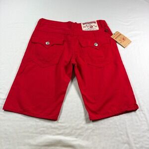 True Religion Shorts Mens Size 34 Red Joey Super T Flap Pockets NEW